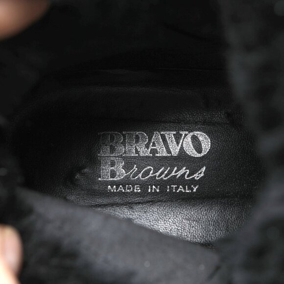 Vintage Bravo Browns Suede Faux Fur Boots Ankle Booties Italy Y2K Black Winter - Picture 4 of 11